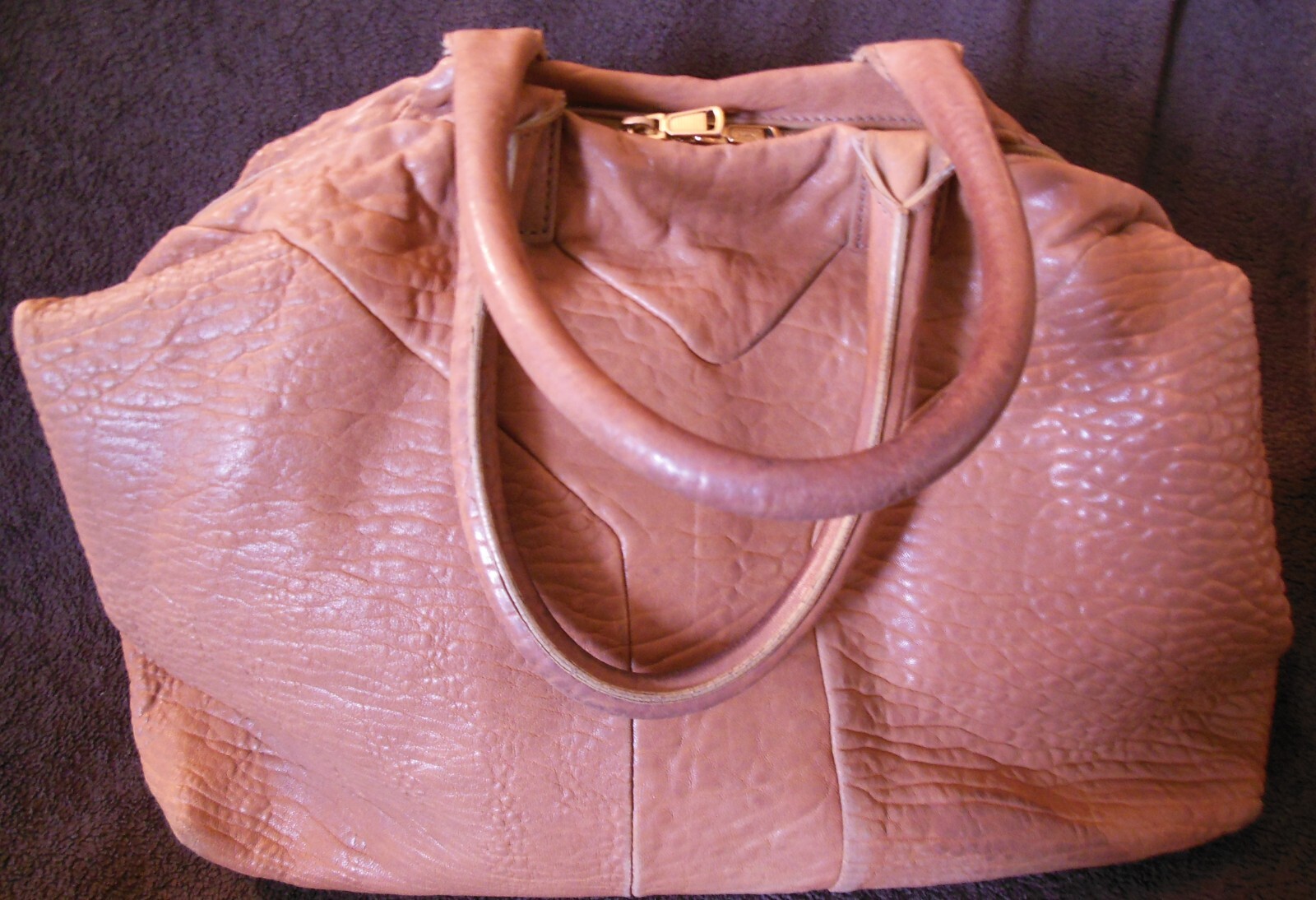 BORSA A MANO YVES SAINT LAURENT EASY Y MARRONE CHIARO PELLE TESTURIZZATA BOSTON