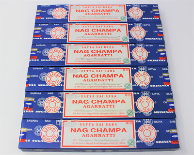 Original Blue Box Satya Nag Champa Incense Sticks: Bulk Lot 6 x 15 Gram Boxes