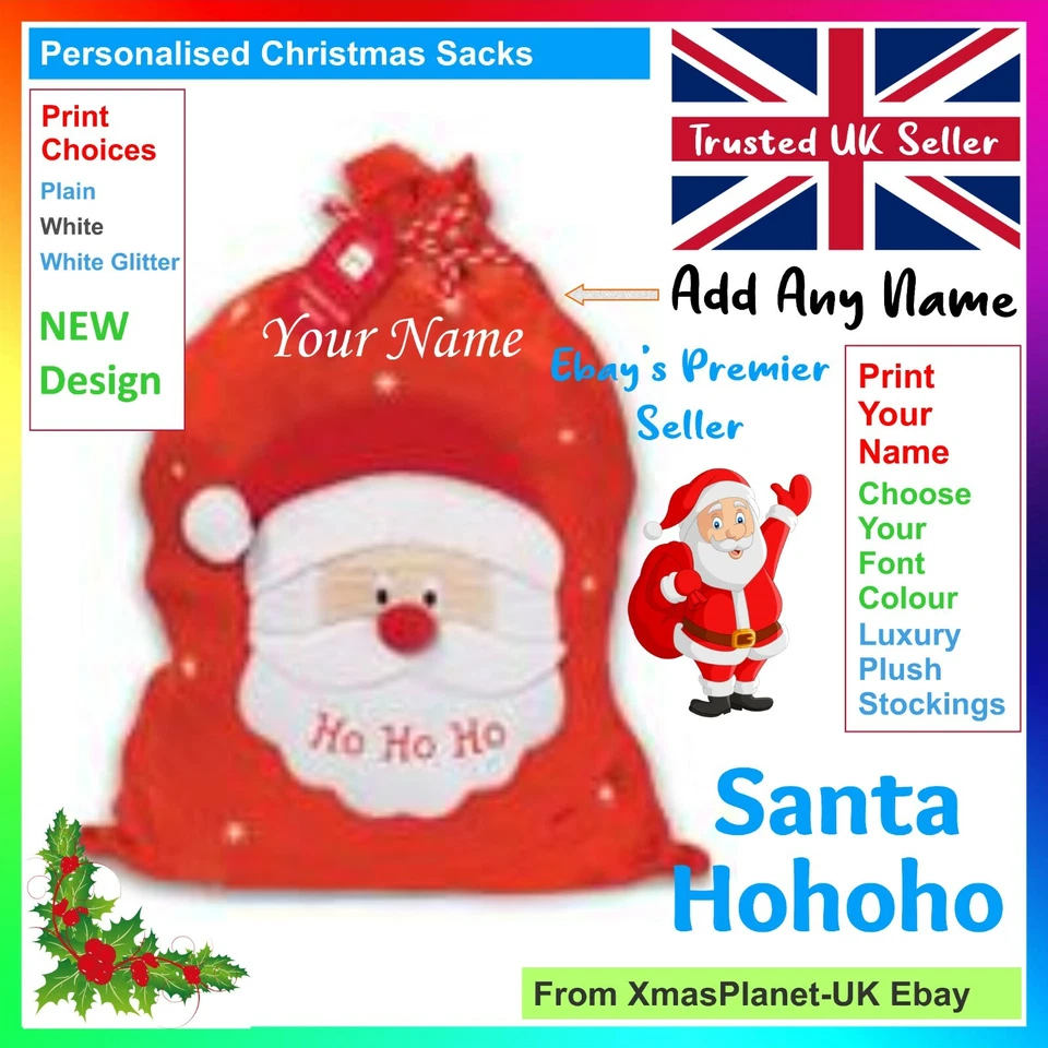 FOREVER CHRISTMAS HOHOHO Personalised CHRISTMAS SACK * Fast & Free Xmas Delivery * Add Any Name