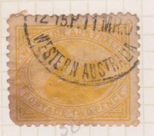(K265-284) 1892 Western Australia WA 2d yellow Swan (toning) (KH)