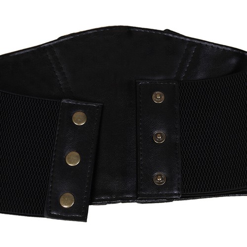 Damen Pu Leder Taillengürtel Cincher Korsett Schwarz Breitband Elastisch v//1 - Bild 12 von 22