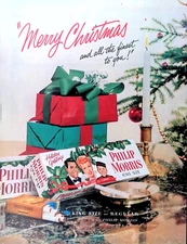 Philip Morris Cigarettes 1953 Print Ad Lucy & Desi Merry Christmas 11x14