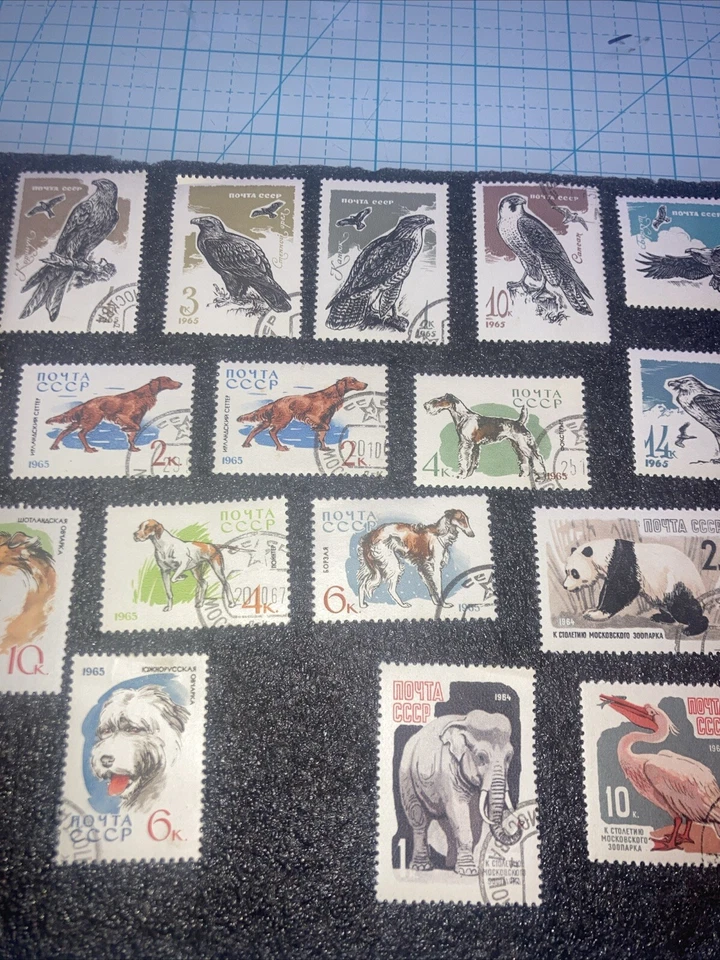 20 Vtg USSR Animals/Birds/Dogs Stamps 1964-1965. Cancelled/HR. $1 Ships. A DEAL! - Image 3 of 4