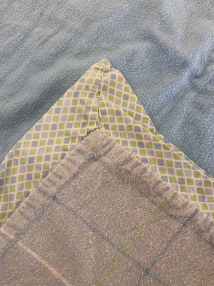 Manta de bebé Amy Coe Target 2003 azul blanco verde algodón guinga a cuadros usada en excelente estado de colección Foto 2 de 4