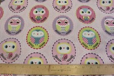 Framed Girly Owls Toss Allover Pink Cotton Flannel Fabric BTY