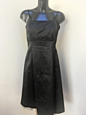 DEBENHAMS DEBUT DRESS TEA LENGTH Beaded Black Formal 12 Detachable straps SATIN