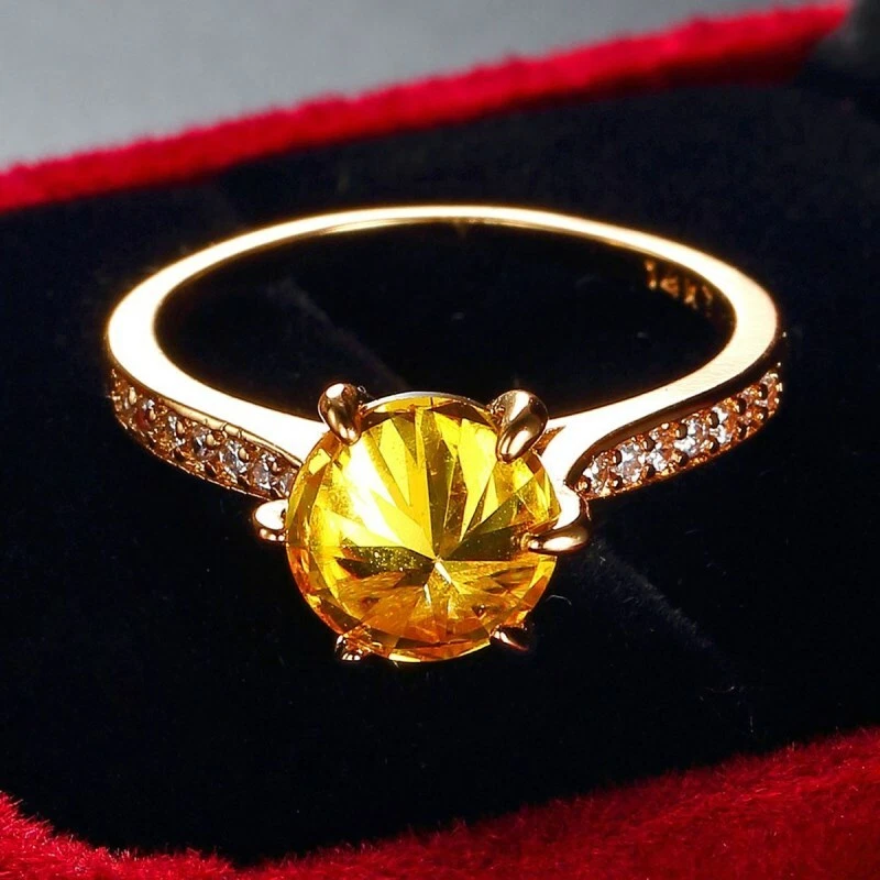Yellow AAA CZ Bands Women's 14KT Yellow Gold Filled Wedding Stylish Ring Sz 6-10 - Image 3 of 4