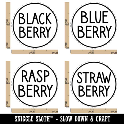 Flavor Scent Labels Blueberry Raspberry Blackberry Strawberry Rubber Stamp Set
