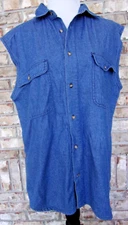 VTG WOMEN SZ MEDIUM GITANO BLUE DENIUM EVERYDAY CASUAL VEST GREAT COND  