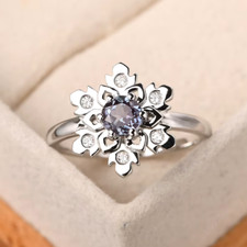 Flower ring, Alexandrite ring, 925 sterling silver Engagement gift ring for her