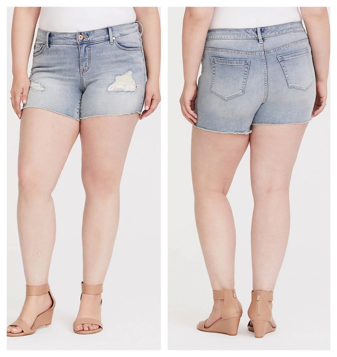 Torrid Distressed Rapids Lace Skinny Short Shorts 00X Med Large 10