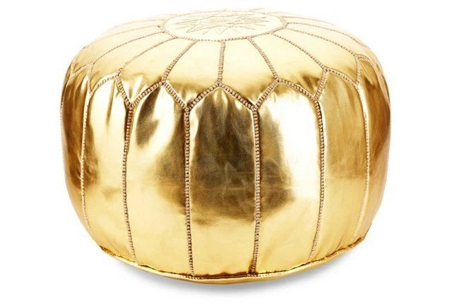 Stunning Moroccan Gold Ottoman Pouffe Pouf Footstool - Metalic Gold - Image 3 of 4