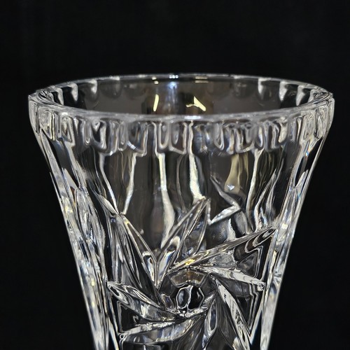 Vintage 80s Lenox Clear Crystal Star 6" Small Vase Fan Tapered Flared Czech - Picture 3 of 9