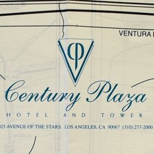 1993 Century Plaza Hotel Tower Map Los Angeles Beverly Hills Hollywood Beaches