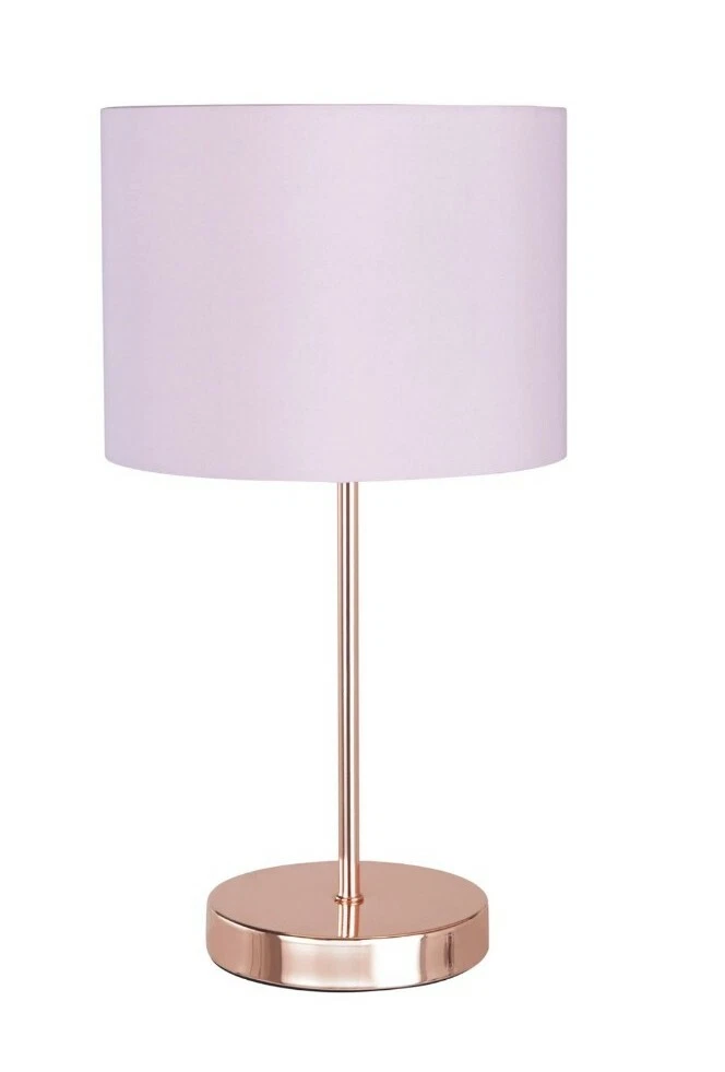 2 SET Blush Pink Fabric Shade Rose Gold Base Table Lamp Home Night