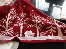 Pottery Barn Sleigh Bell Reversible Jacquard Christmas bath + 2 hand towels New