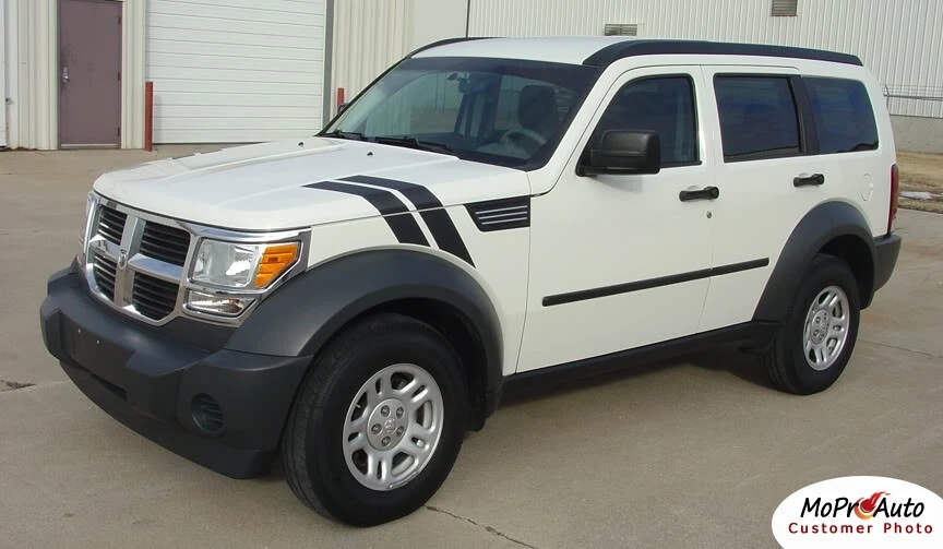 Double Bar Hash Hood Fender Graphics Decals Stripes for 2007-2011 Dodge Nitro Foto 3 de 4