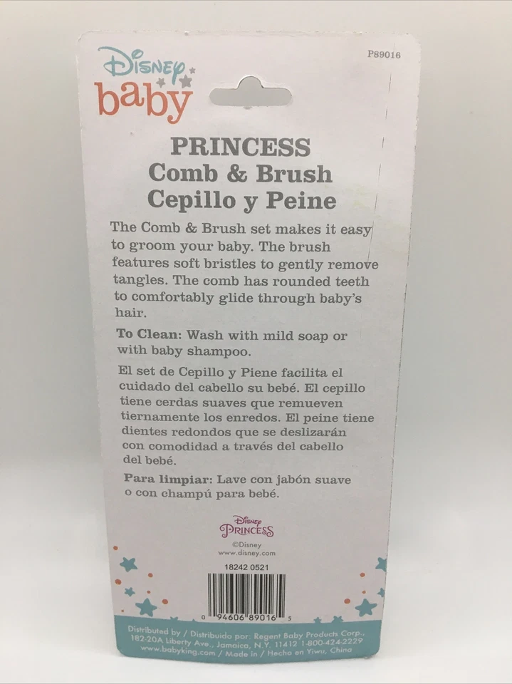 Disney Princess Baby Soft Brush w/ Comb Set Cinderella Blue Dress New Free Ship - Image 4 of 4