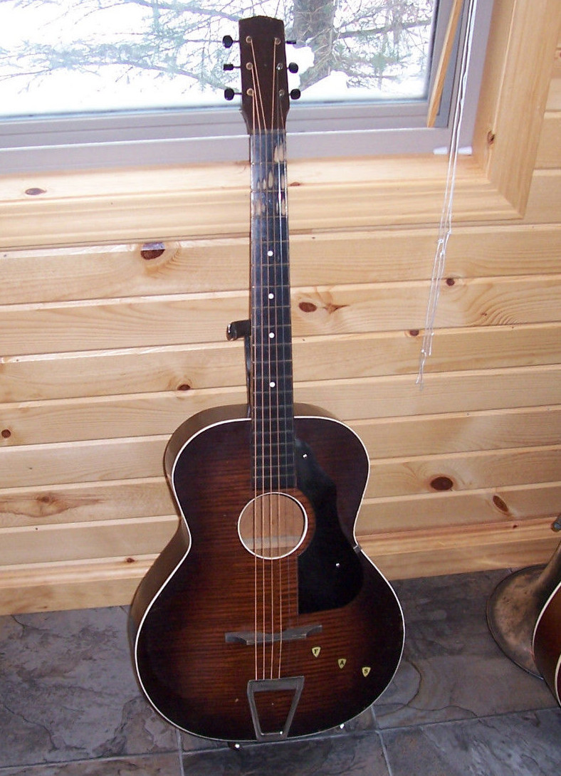 1937 Vintage Richter Harmony Arch top Guitar round sound