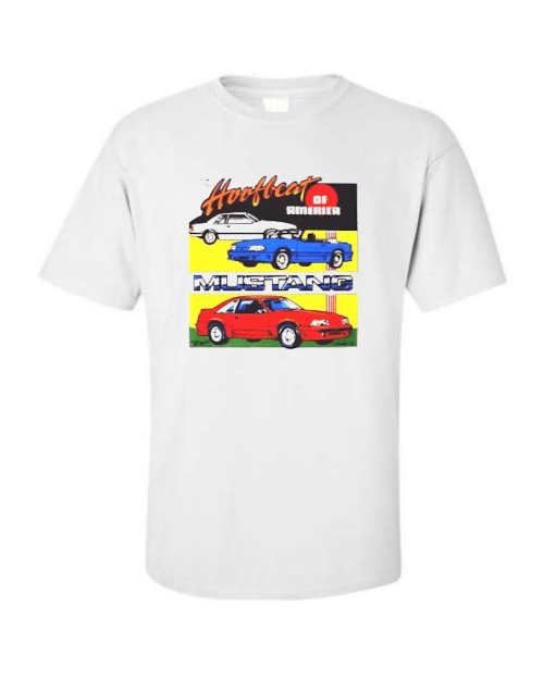 PONY 1987 1993 T shirt convertibile Ford Mustang Coupe Hatchback Stampa Singola Doppia