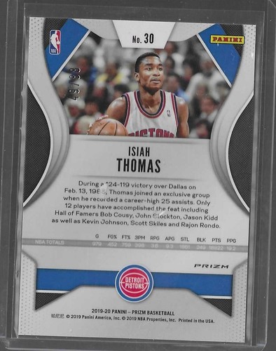 Isiah Thomas 2018-19 Panini Prizm Red Circles SP Prizm/88 Detroit Pistons NBA!! - Picture 2 of 2