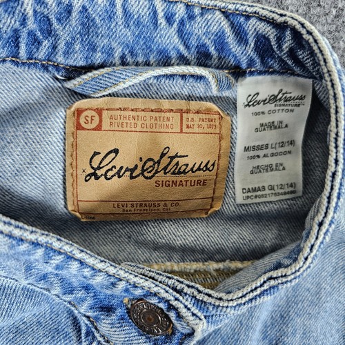 Levi Strauss Denim Sleveless Button Vest Blue Misses Large (12/14) Fall Biker - Picture 2 of 6
