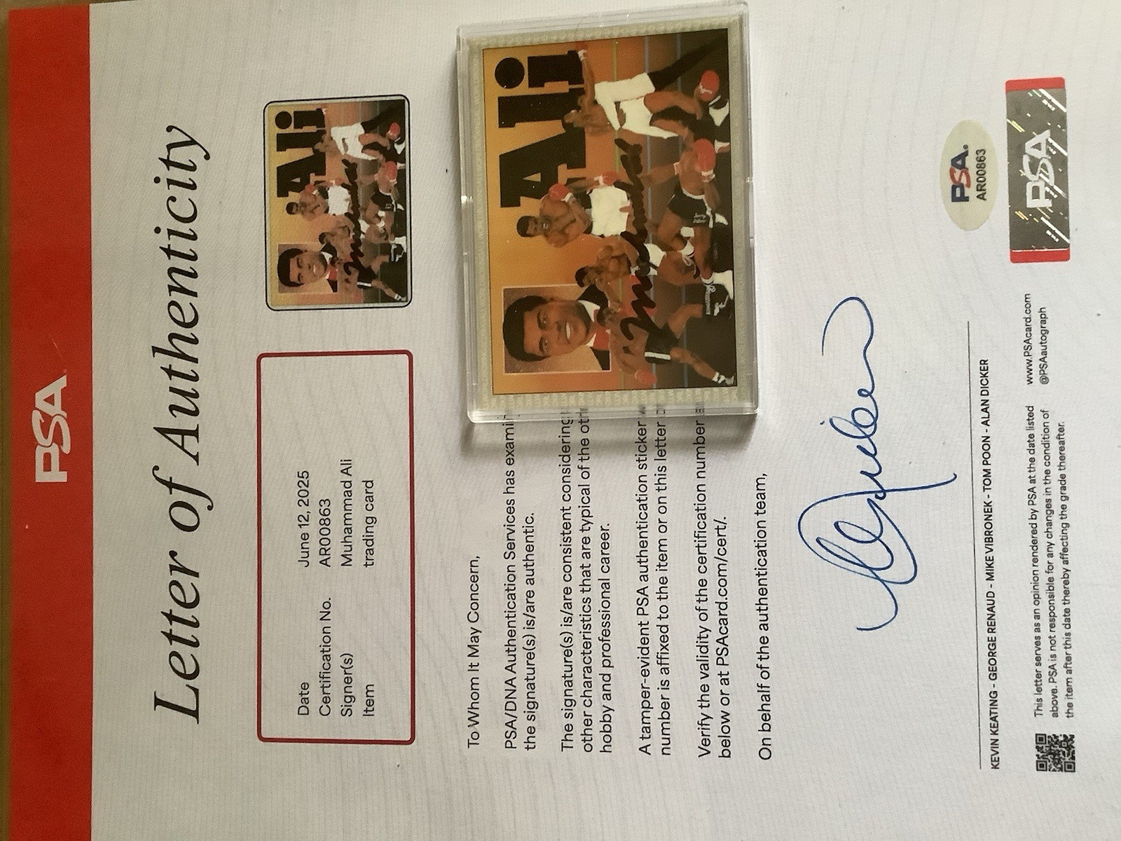 1991 AW SPORTS BOXING MUHAMMAD ALI AUTOGRAPHED PSA  AUTHENTICATED view 6