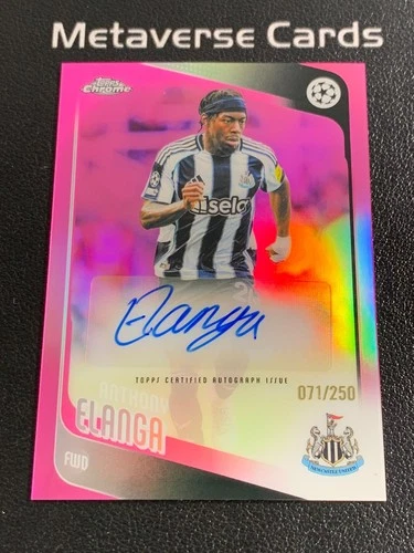 2025-26 Topps Chrome UEFA Pink #CA-AE Anthony Elanga Auto 71/250