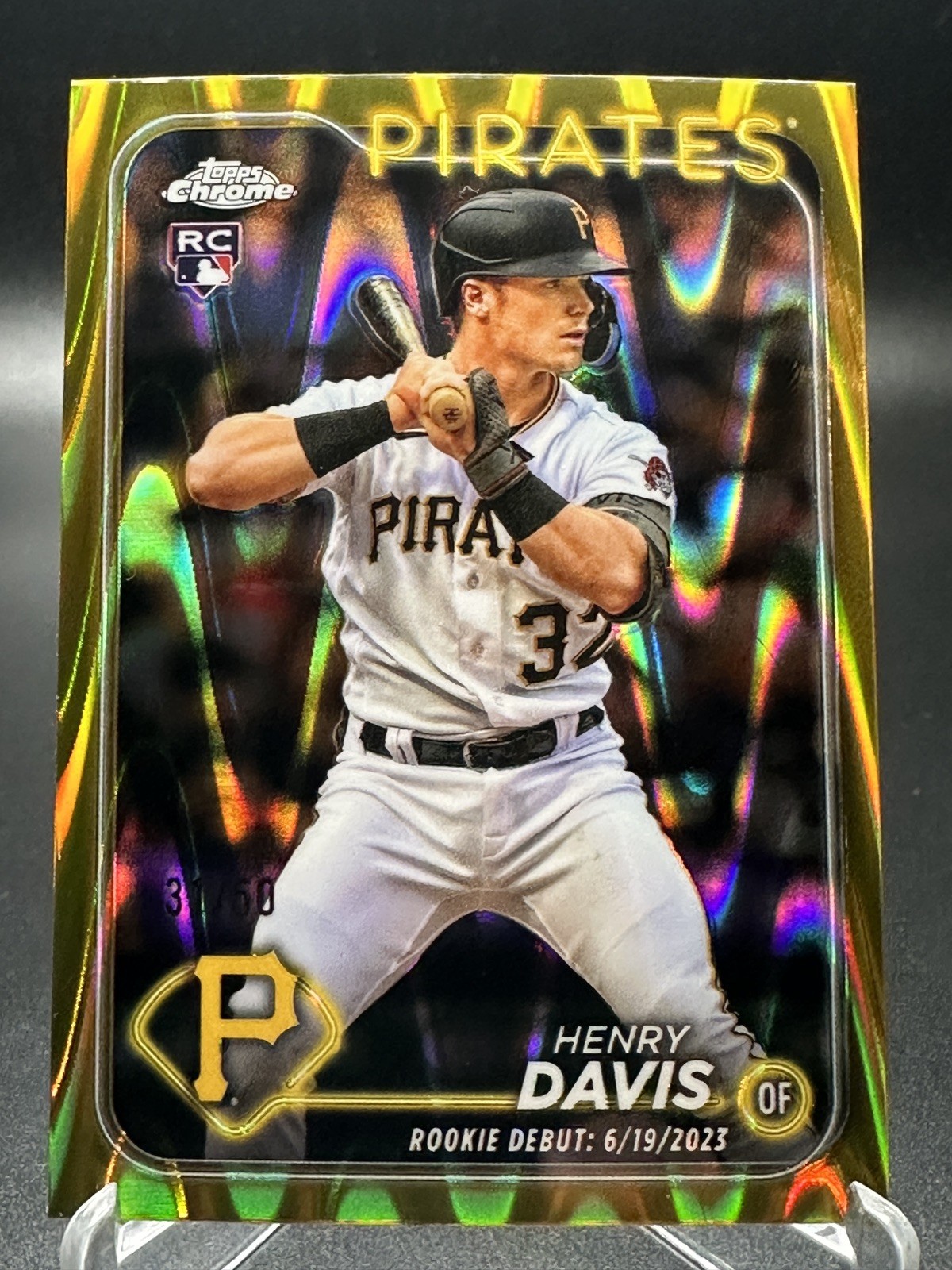 2024 Topps Chrome - Henry Davis #260 Gold RayWave Refractor /50 (RC)