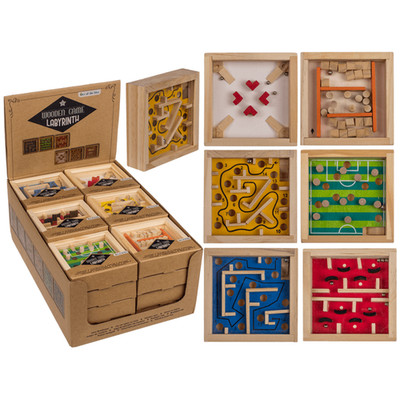 1 St. Holz Geschicklichkeitsspiel,  kleines Kugellabyrinth, Geduldsspiel