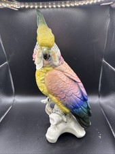 Antica statuina pappagallo pappagallo cacatua Karl Ens porcellana ceramica grande altezza 12"