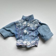 Barbie Jacket denim Blue Floral Pattern Button Front no tag Vintage
