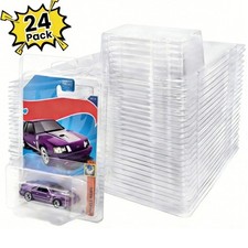24Pack Clear Protector Case Plastic Display For Hot Wheels  Matchbox Basic Cars