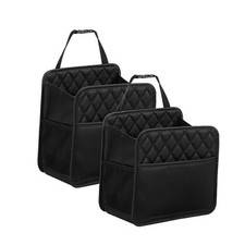 Car Organizer Back Seat, 2 Pack Waterproof Pu Leather Car Black 2Pack Large