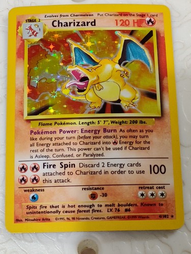 Charizard error card base set 4/102 "HP Bleed" Super Ultra Rare Pokemon TCG