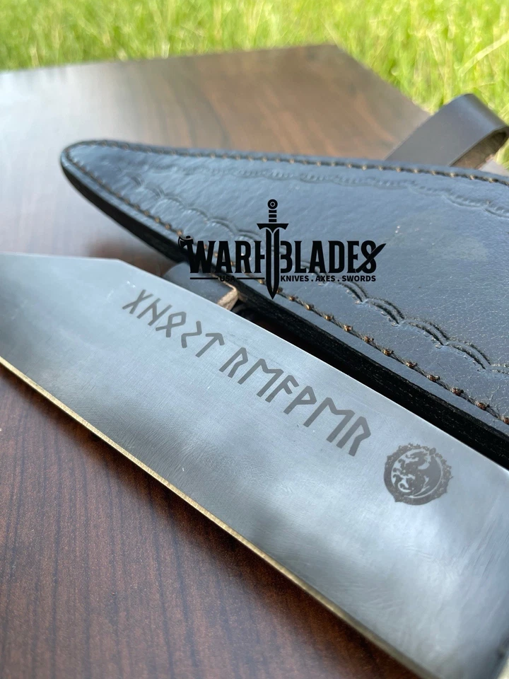 Custom Handmade Carbon Steel Hunting Medieval Viking Seax Knife Camping Knife - Image 3 of 4