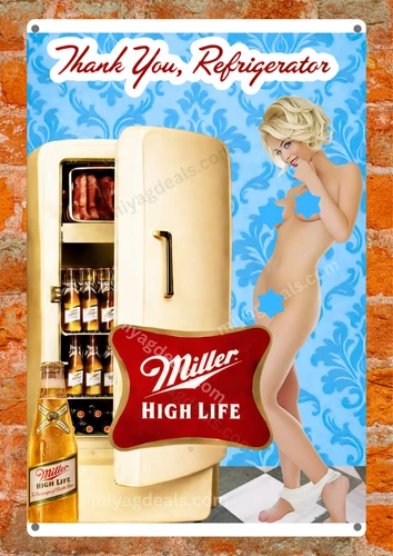 Miller High Life Beer Sexy Girl Vintage Style Metal Sign Man Cave Decor Read Des