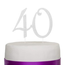 40 Cake Topper for 40th Birthday or Anniversary - Gold Number Party Supplies ...
