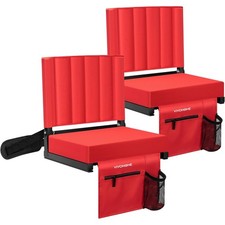 2pc Portable Folding Stadium Seat Chair Padded w/ Cup Holder Strap Bleacher Seat