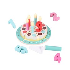 Birthday Cake Cutting Toys, Wooden Play Food Set for Kids Toddlers,... Fast Ship
