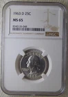 1963 D Washington Silver Quarter Dollars  25C, NGC MS65, SWEET COIN!!!