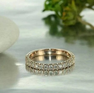 Authentic Lab Created 2 Ct Round Cut Engagement 14K Yellow Gold Plated Woman's Band Ring