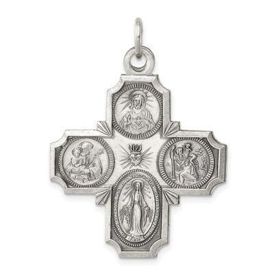 Sterling Silber Antik 4-Wege Medaille Anhänger Perfektes Geschenk für Sie