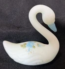 Fenton Art Glass Swan – Blue Satin Finish - Hand-Painted & Signed