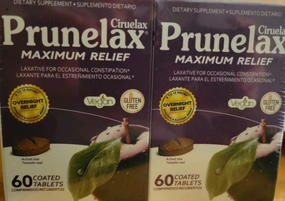 Prunelax Ciruelax Laxative Maximum Relief Tablets for Constipation - 60ct x 2  