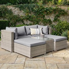 Image of Avalon 5 Piece Rattan Sofa Set - Natural & grey