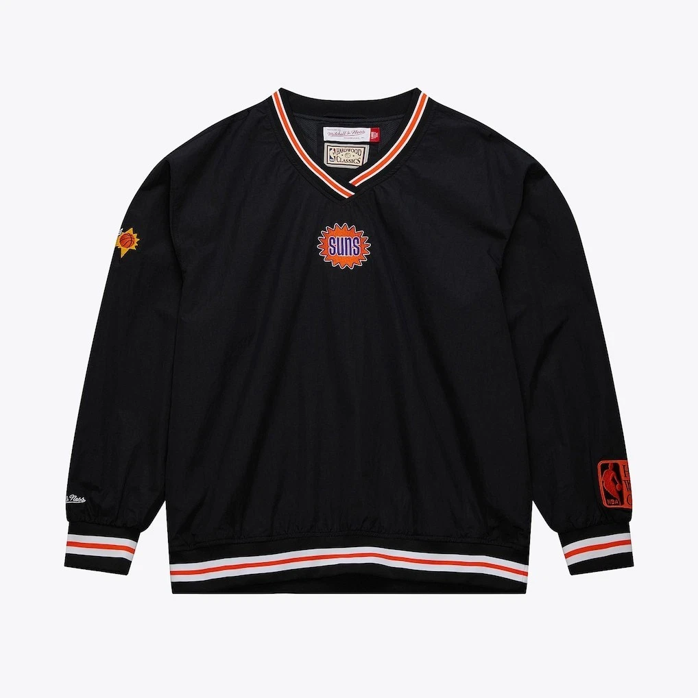 Men's Black Phoenix Suns Classic Vintage Logo V-Neck Pullover Jacket