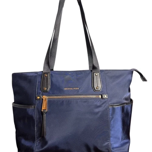 Borsa Michael Kors Polly media tote bag blu navy accenti oro donna
