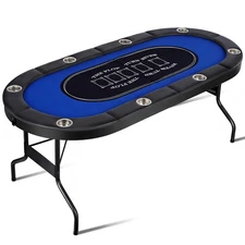 Foldable 72" Poker Table Top for 8 Players with Padded Rails & Drink Holders