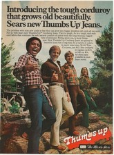 Vintage Print Ad Sears Thumbs Up Corduroy Jeans - Grows Old Beautifully Oct 1977